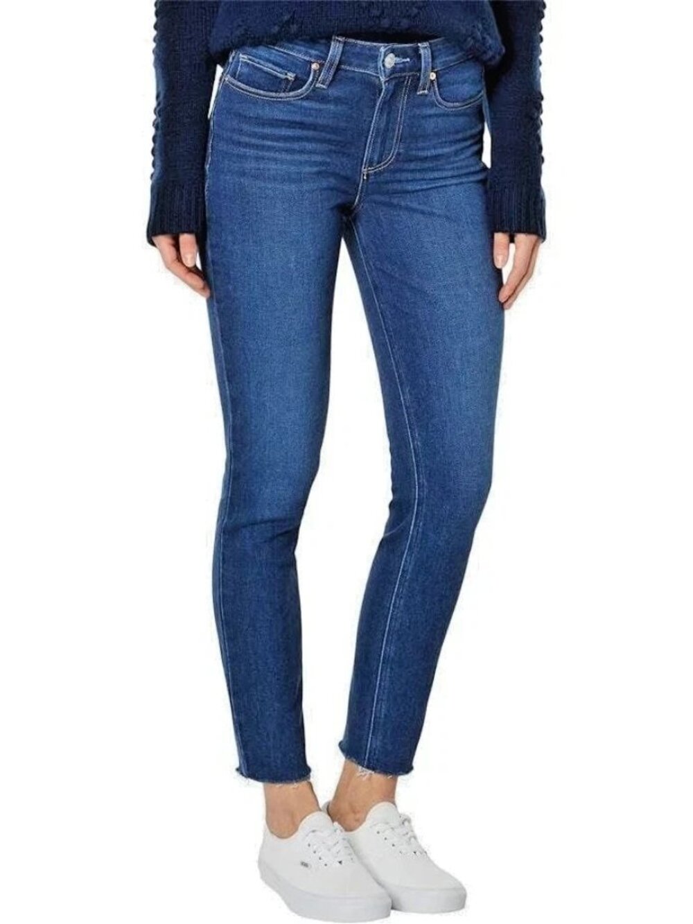 New Paige Bombshell Transcend Vintage High Rise Skinny Jeans Raw Hems Size 23